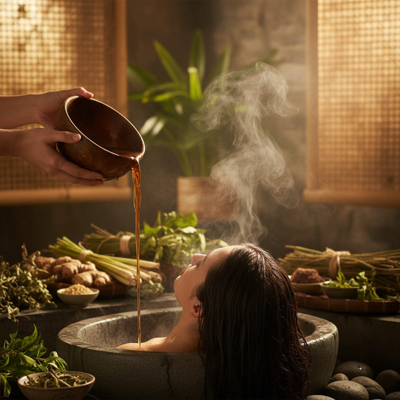 Vietnamese hair washing ritual in Hoi An