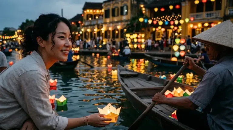 Hoi An Lantern Festival 2026 night view with colorful lanterns on river