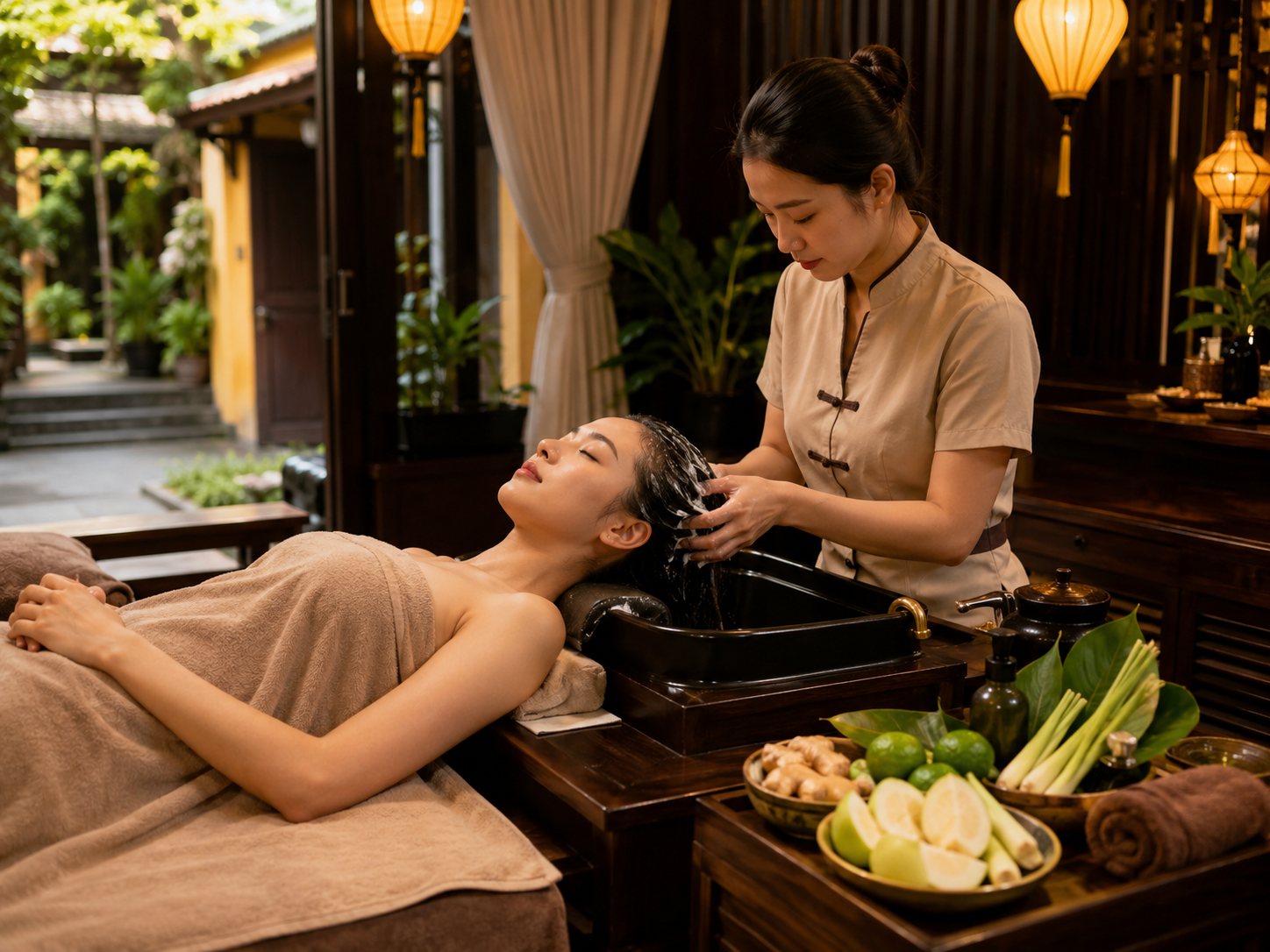 Herbal Head Spa in Hoi An: Benefits, Steps, and Who Should Try It 1 Herbal head spa in Hoi An at Art Spa with relaxing scalp massage