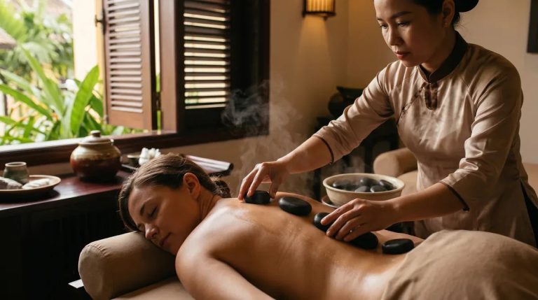 Hot stone massage in Hoi An near Old Town at Art Spa